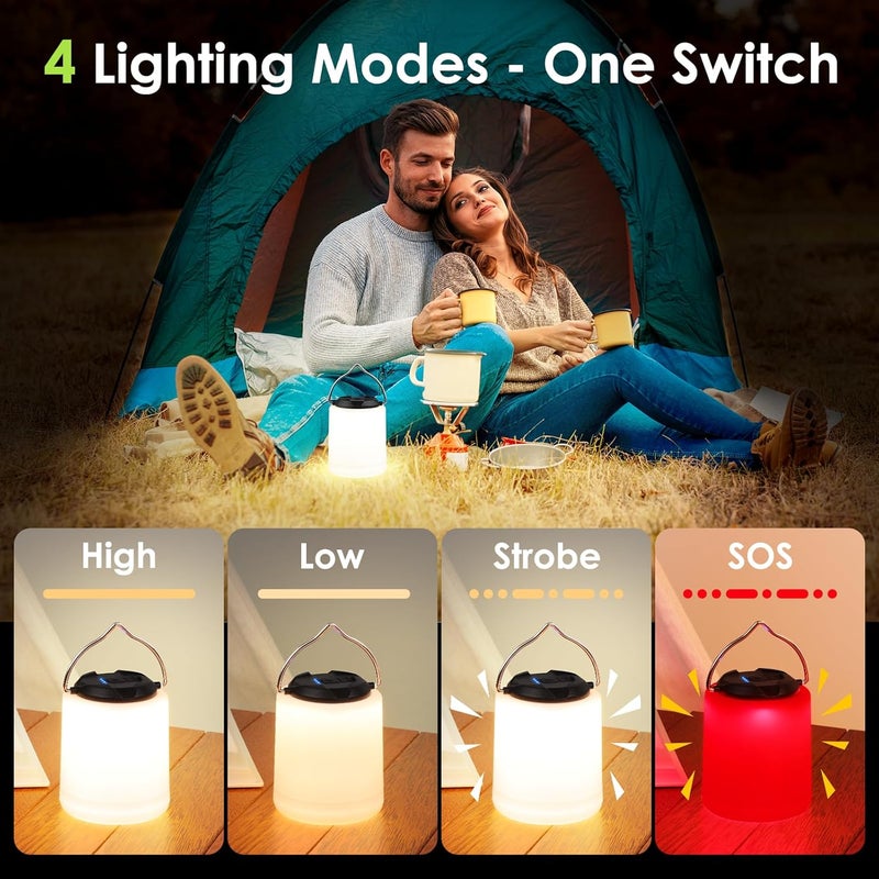 BOBKID LED Camping Lantern, Rechargeable Camping Light, 4 Modes Outdoor Flashlights Lanterns with 1000LM, Water Resistant Portable Emergency Camp Light for Hurricane Hiking Survival Kits - Black - Image 4
